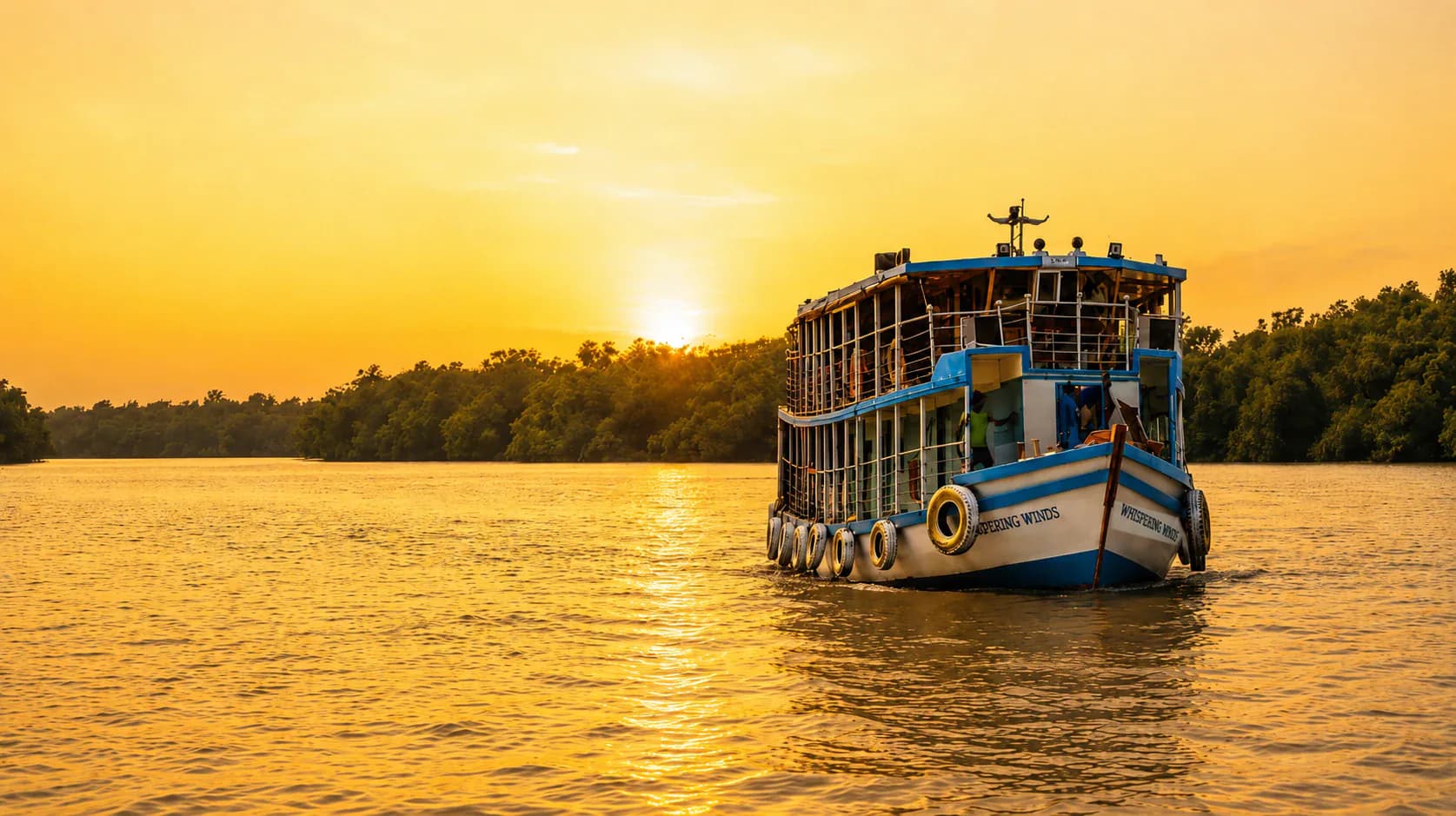 Whispering Winds on the Sundarban river in warm evening light